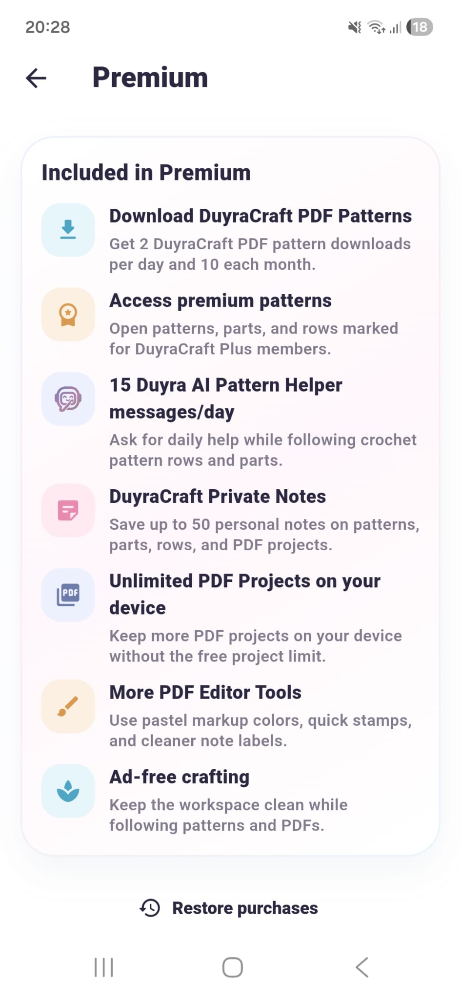 DuyraCraft Plus included benefits screen